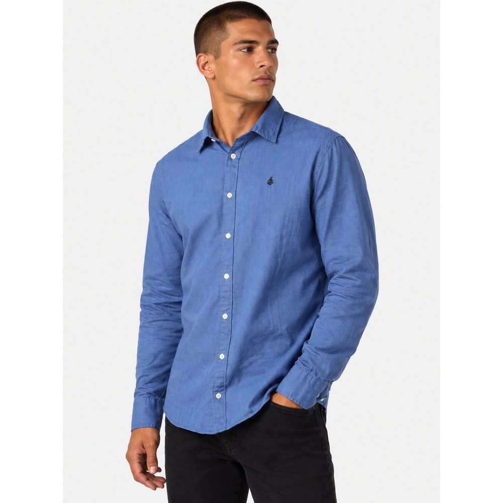 Scotch & Soda Blue Long Sleeve 100% Cotton Shirt Button Up Elbow Patches M
